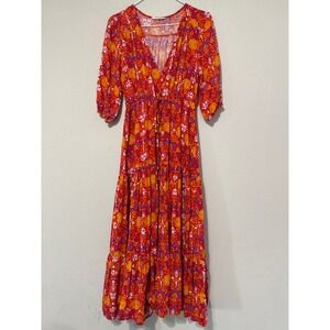 Anthropologie Abel The Label Floral Prairie Maxi Dress Size Medium Peasant Boho